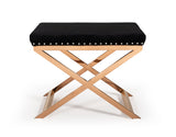 VIG Furniture Modrest Alexia Modern Black Velvet & Rosegold Stool VGVCST8356-BLK