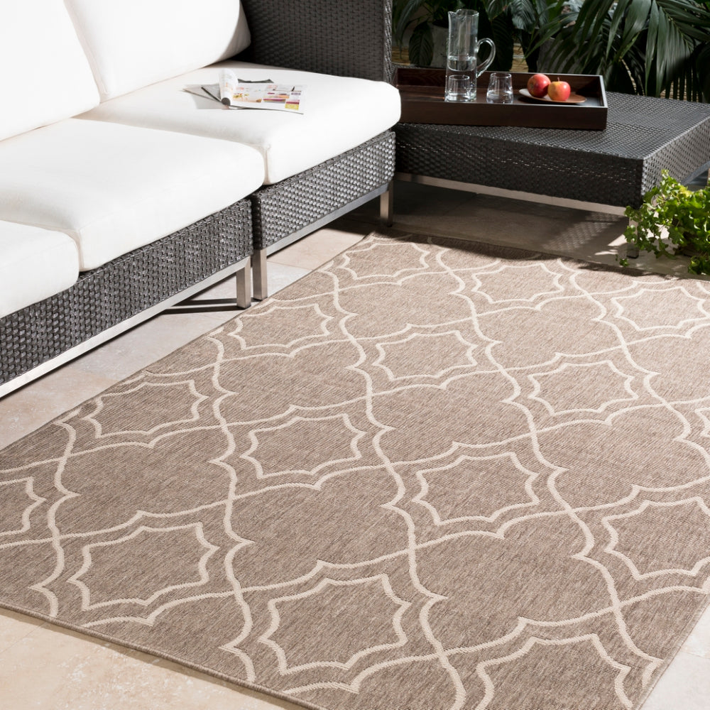 Alfresco ALF-9587 Cottage Olefin Rug ALF9587-2379 Camel, Cream 100% Olefin 2'5" x 7'10"