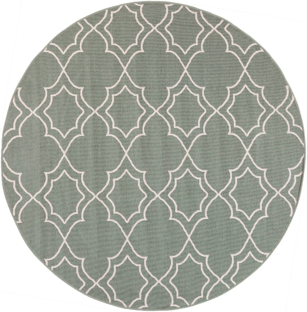 Alfresco ALF-9589 Cottage Olefin Rug ALF9589-89RD Sage, Cream 100% Olefin 8'10" Round