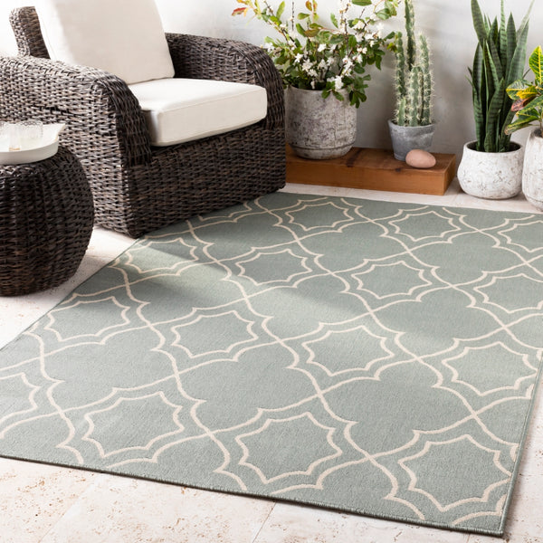 Alfresco ALF-9589 Cottage Olefin Rug ALF9589-89SQ Sage, Cream 100% Olefin 8'10" Square