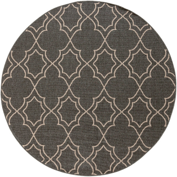 Alfresco ALF-9590 Cottage Olefin Rug ALF9590-89RD Black, Camel 100% Olefin 8'10" Round