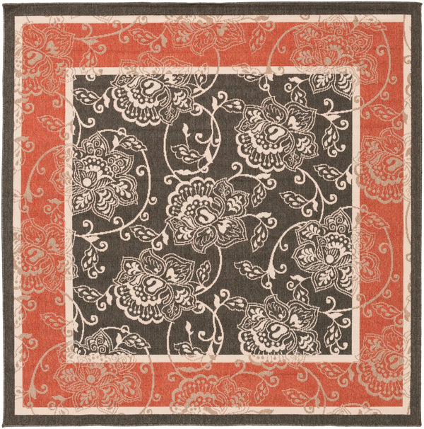Alfresco ALF-9592 Traditional Olefin Rug ALF9592-73SQ Black, Rust, Cream, Camel 100% Olefin 7'3" Square