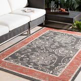 Alfresco ALF-9592 Traditional Olefin Rug ALF9592-89SQ Black, Rust, Cream, Camel 100% Olefin 8'10" Square