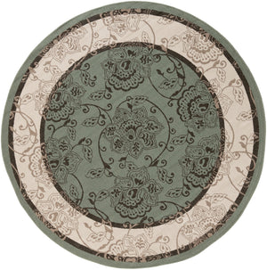 Alfresco ALF-9594 Traditional Olefin Rug ALF9594-89RD Sage, Cream, Black, Camel 100% Olefin 8'10" Round
