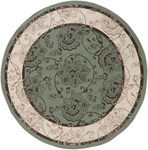 Alfresco ALF-9594 Traditional Olefin Rug ALF9594-89RD Sage, Cream, Black, Camel 100% Olefin 8'10" Round