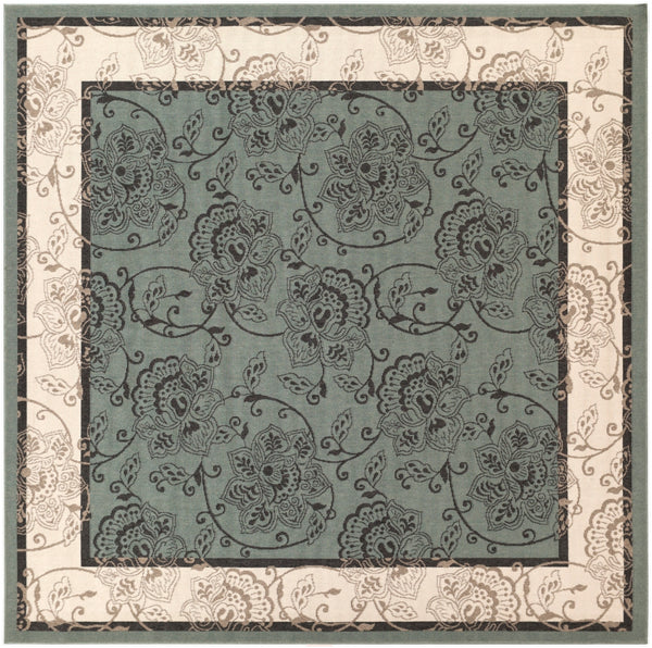 Alfresco ALF-9594 Traditional Olefin Rug ALF9594-89SQ Sage, Cream, Black, Camel 100% Olefin 8'10" Square