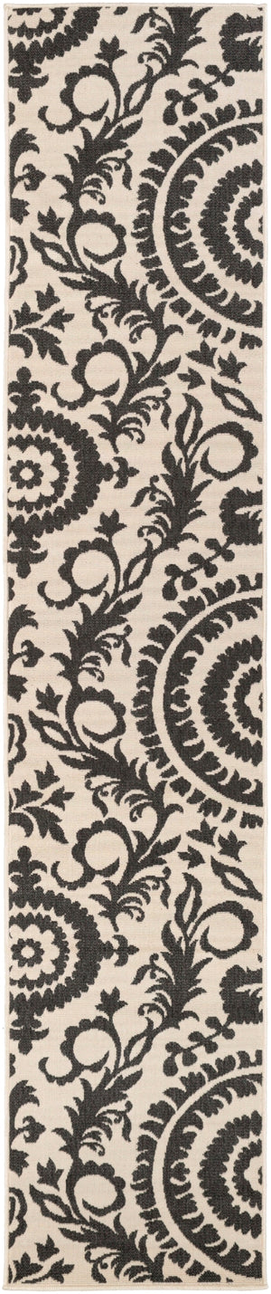 Alfresco ALF-9612 Cottage Olefin Rug ALF9612-23119 Black, Cream 100% Olefin 2'5" x 11'10"