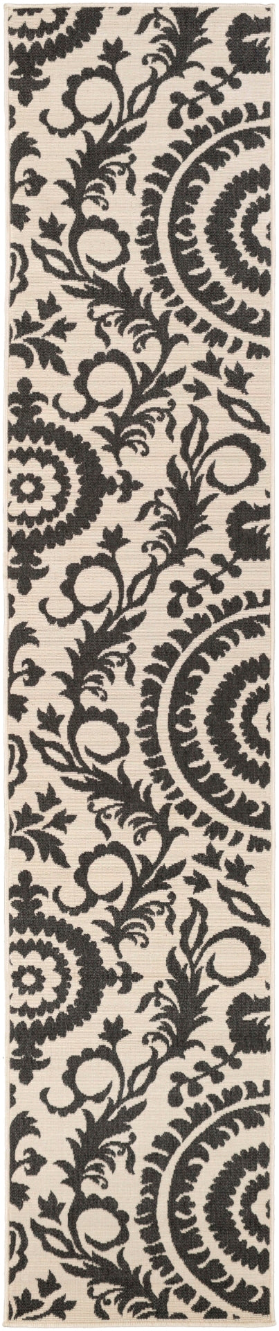 Alfresco ALF-9612 Cottage Olefin Rug ALF9612-23119 Black, Cream 100% Olefin 2'5" x 11'10"