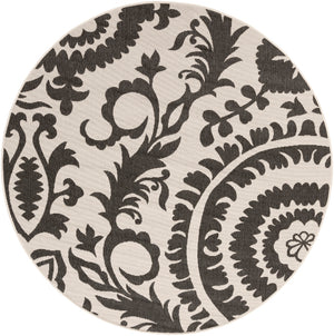 Alfresco ALF-9612 Cottage Olefin Rug ALF9612-89RD Black, Cream 100% Olefin 8'10" Round