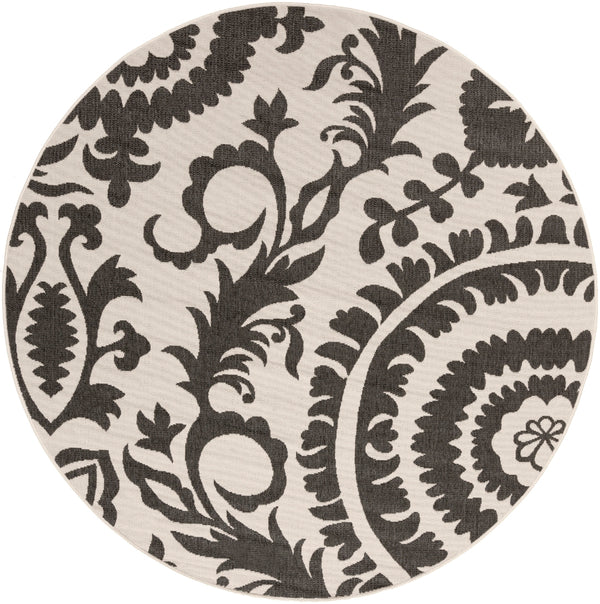 Alfresco ALF-9612 Cottage Olefin Rug ALF9612-89RD Black, Cream 100% Olefin 8'10" Round