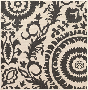 Alfresco ALF-9612 Cottage Olefin Rug ALF9612-89SQ Black, Cream 100% Olefin 8'10" Square