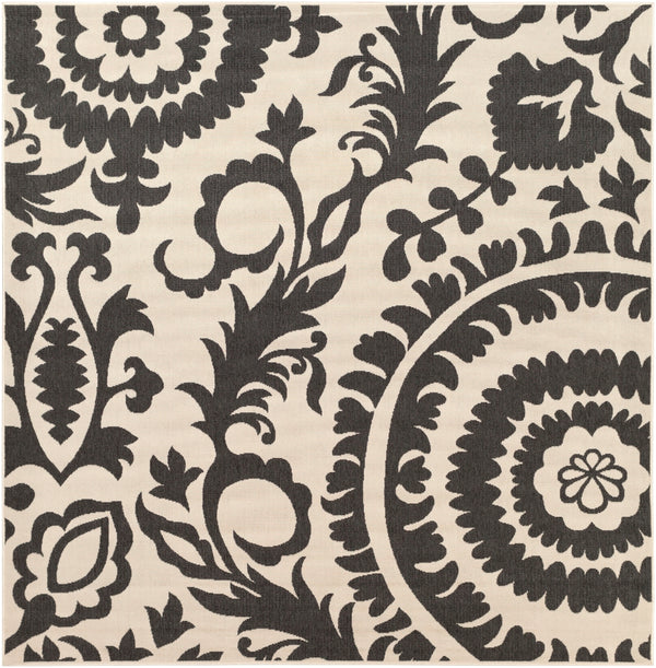 Alfresco ALF-9612 Cottage Olefin Rug ALF9612-89SQ Black, Cream 100% Olefin 8'10" Square