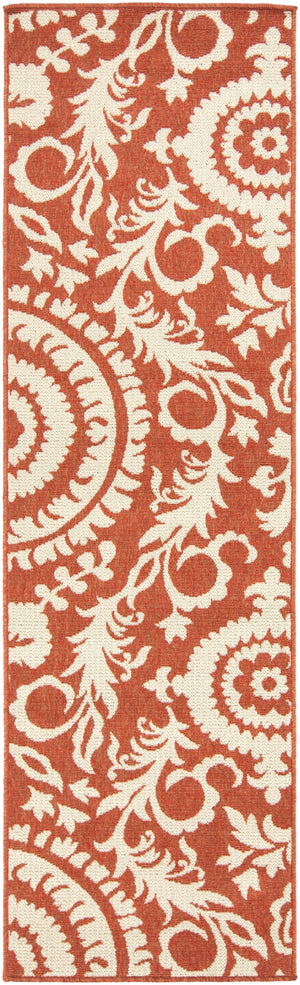 Alfresco ALF-9613 Cottage Olefin Rug ALF9613-2379 Rust, Cream 100% Olefin 2'5" x 7'10"