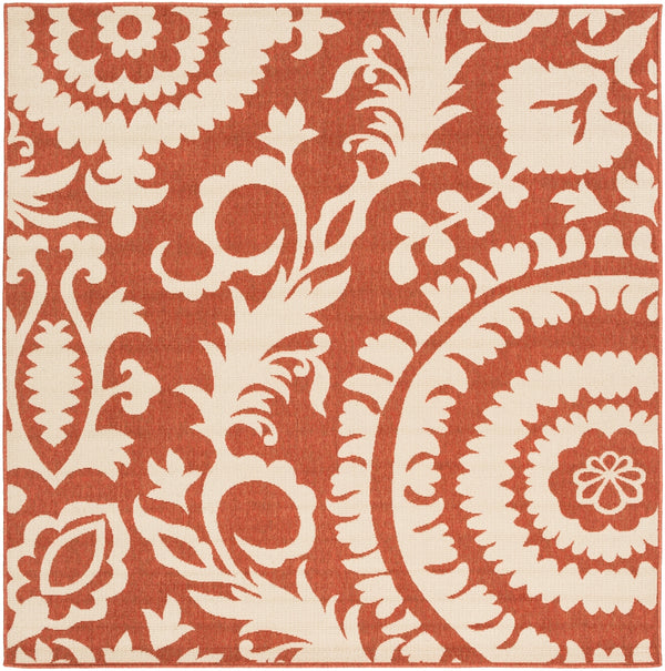 Alfresco ALF-9613 Cottage Olefin Rug ALF9613-73SQ Rust, Cream 100% Olefin 7'3" Square