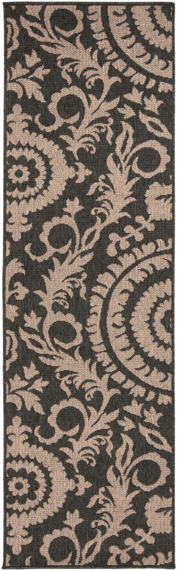 Alfresco ALF-9615 Cottage Olefin Rug ALF9615-2379 Black, Camel 100% Olefin 2'5" x 7'10"