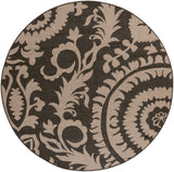 Alfresco ALF-9615 Cottage Olefin Rug ALF9615-89RD Black, Camel 100% Olefin 8'10" Round