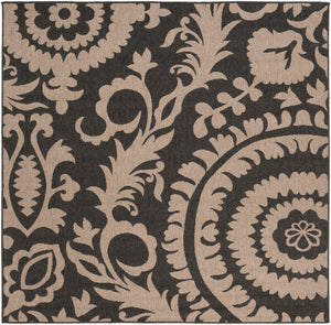 Alfresco ALF-9615 Cottage Olefin Rug ALF9615-73SQ Black, Camel 100% Olefin 7'3" Square