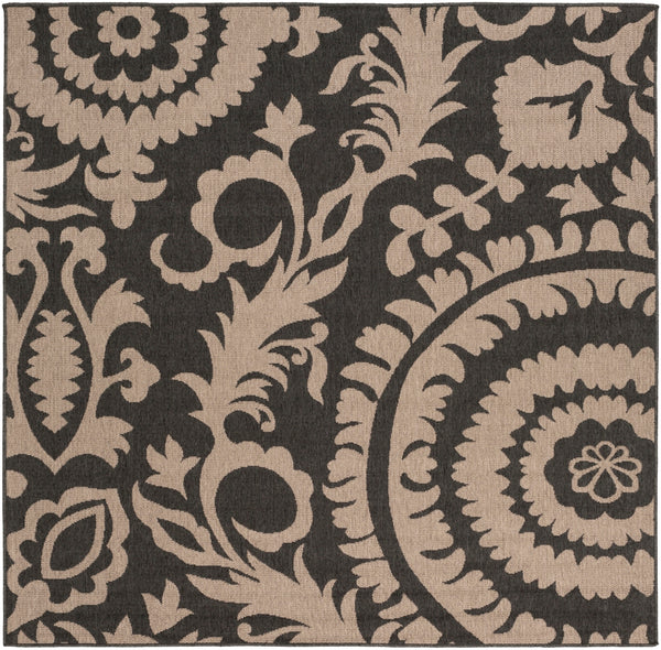 Alfresco ALF-9615 Cottage Olefin Rug ALF9615-73SQ Black, Camel 100% Olefin 7'3" Square