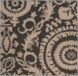 Alfresco ALF-9615 Cottage Olefin Rug ALF9615-73SQ Black, Camel 100% Olefin 7'3" Square