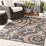 Alfresco ALF-9615 Cottage Olefin Rug ALF9615-89SQ Black, Camel 100% Olefin 8'10" Square