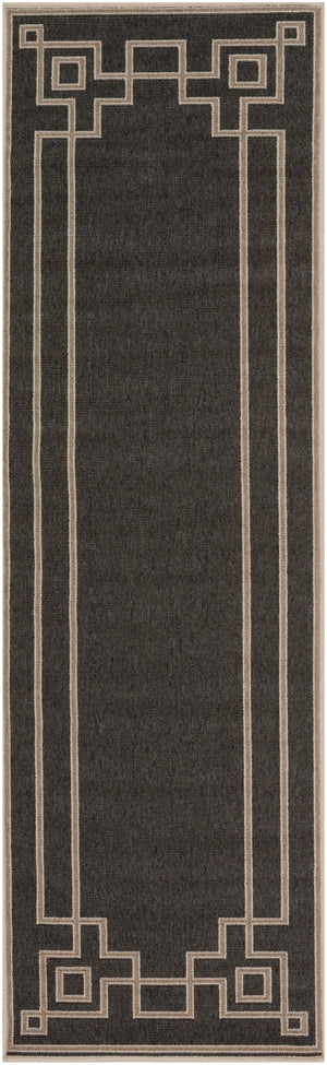 Alfresco ALF-9630 Cottage Olefin Rug ALF9630-2379 Black, Camel, Cream 100% Olefin 2'5" x 7'10"
