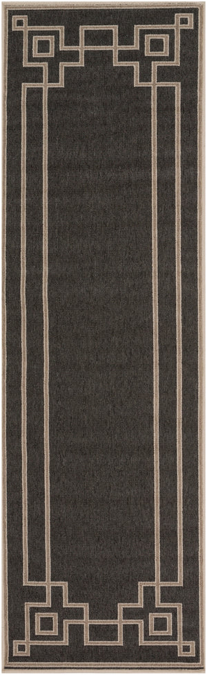 Alfresco ALF-9630 Cottage Olefin Rug ALF9630-2379 Black, Camel, Cream 100% Olefin 2'5" x 7'10"