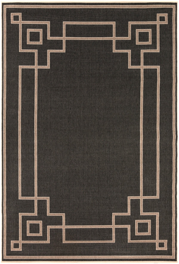 Alfresco ALF-9630 Cottage Olefin Rug ALF9630-76109 Black, Camel, Cream 100% Olefin 7'3" x 10'6"