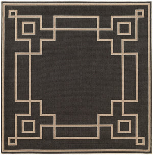 Alfresco ALF-9630 Cottage Olefin Rug ALF9630-89SQ Black, Camel, Cream 100% Olefin 8'10" Square