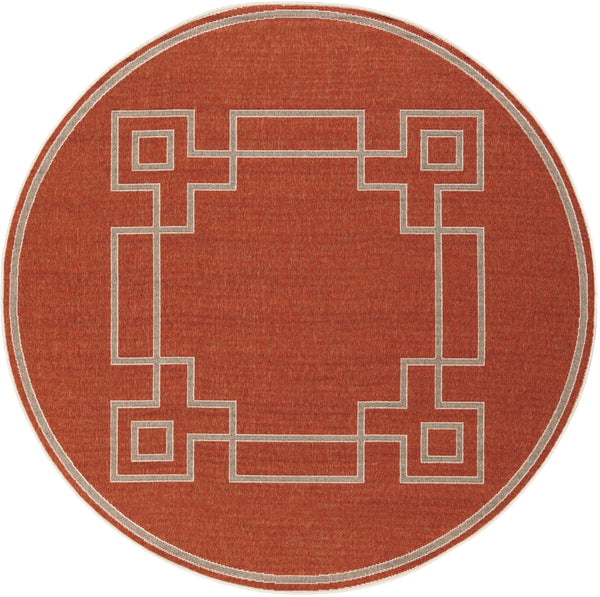 Alfresco ALF-9631 Cottage Olefin Rug ALF9631-89RD Rust, Camel, Cream 100% Olefin 8'10" Round