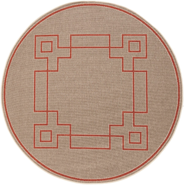 Alfresco ALF-9633 Cottage Olefin Rug ALF9633-89RD Rust, Camel, Cream 100% Olefin 8'10" Round