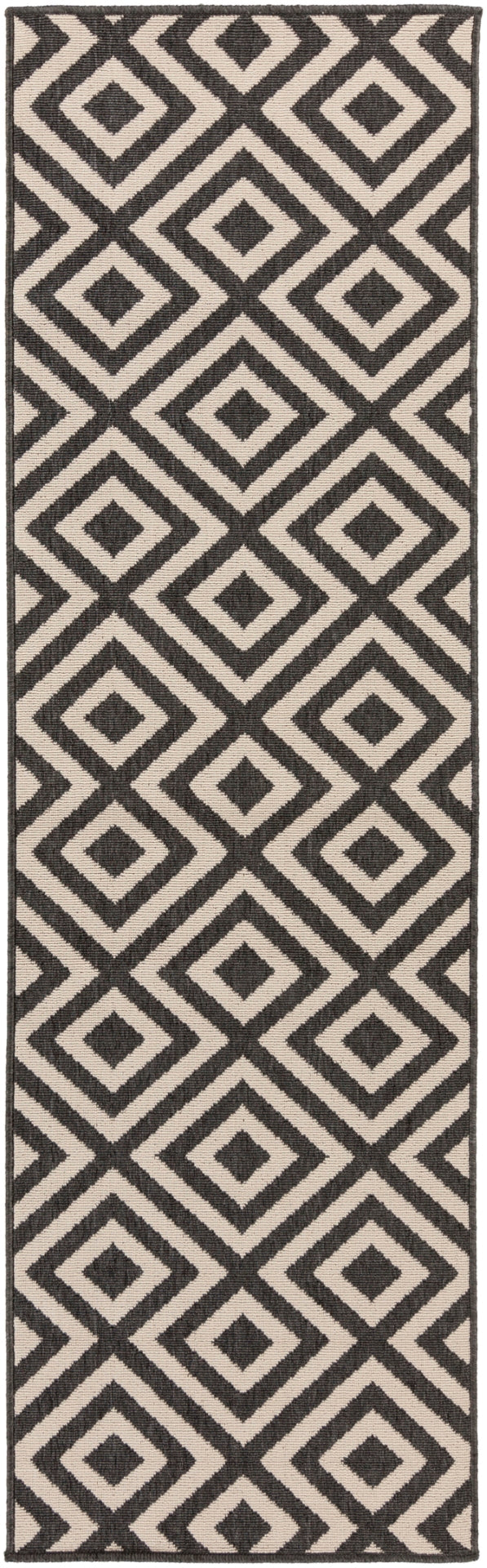 Alfresco ALF-9639 Modern Olefin Rug ALF9639-2379 Black, Cream 100% Olefin 2'5" x 7'10"