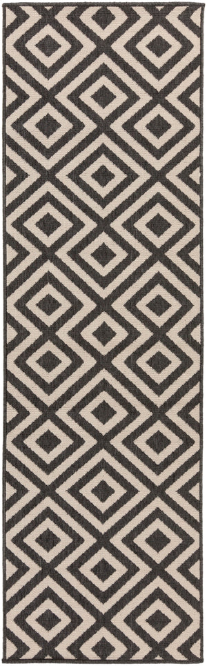 Alfresco ALF-9639 Modern Olefin Rug ALF9639-2379 Black, Cream 100% Olefin 2'5" x 7'10"