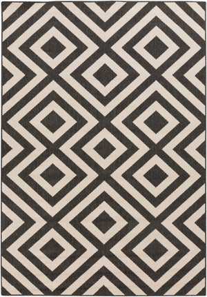 Alfresco ALF-9639 Modern Olefin Rug ALF9639-89129 Black, Cream 100% Olefin 8'10" x 12'10"