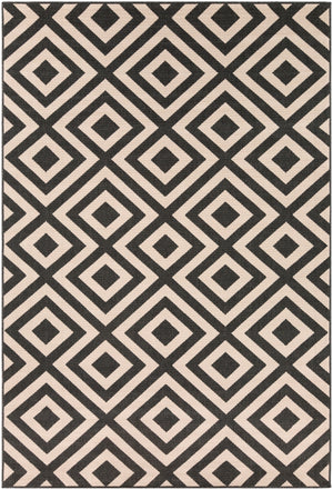Alfresco ALF-9639 Modern Olefin Rug ALF9639-76109 Black, Cream 100% Olefin 7'3" x 10'6"