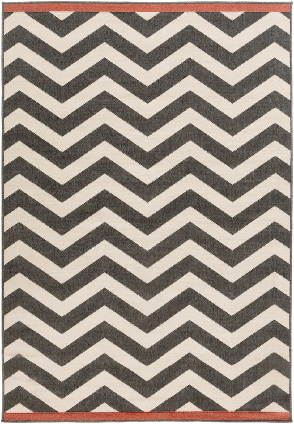 Alfresco ALF-9646 Modern Olefin Rug ALF9646-89129 Black, Cream, Rust 100% Olefin 8'10" x 12'10"