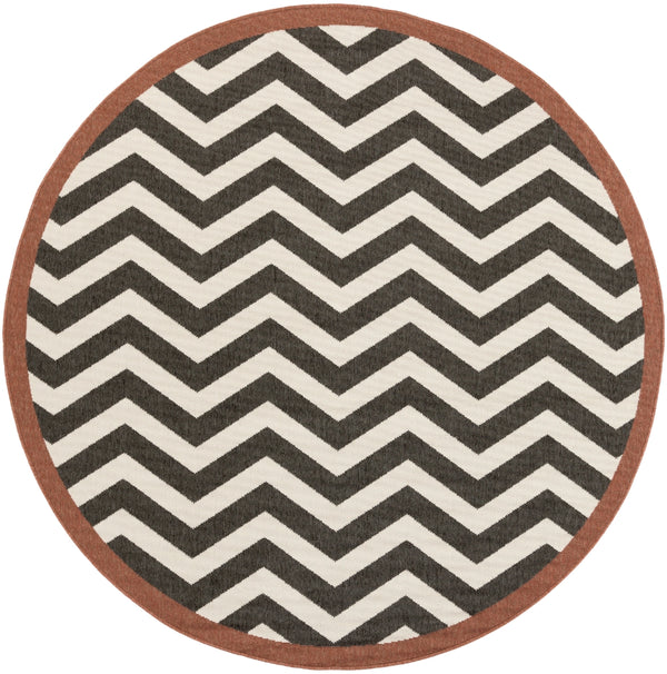 Alfresco ALF-9646 Modern Olefin Rug ALF9646-89RD Black, Cream, Rust 100% Olefin 8'10" Round