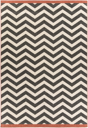 Alfresco ALF-9646 Modern Olefin Rug ALF9646-76109 Black, Cream, Rust 100% Olefin 7'3" x 10'6"