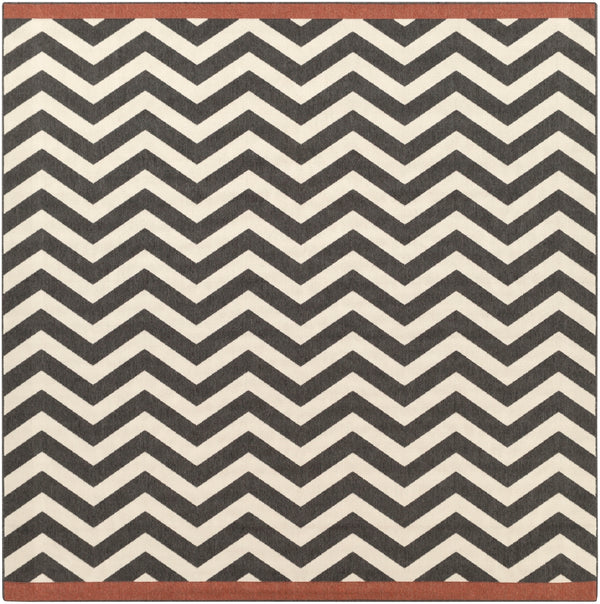 Alfresco ALF-9646 Modern Olefin Rug ALF9646-89SQ Black, Cream, Rust 100% Olefin 8'10" Square