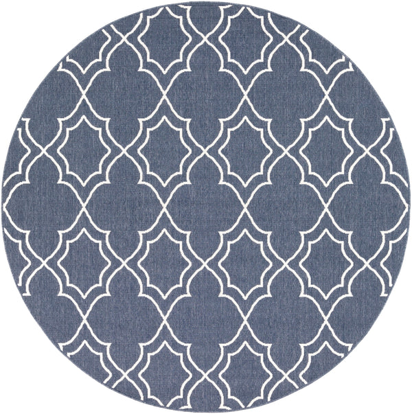 Alfresco ALF-9650 Cottage Olefin Rug ALF9650-89RD Charcoal, White 100% Olefin 8'10" Round