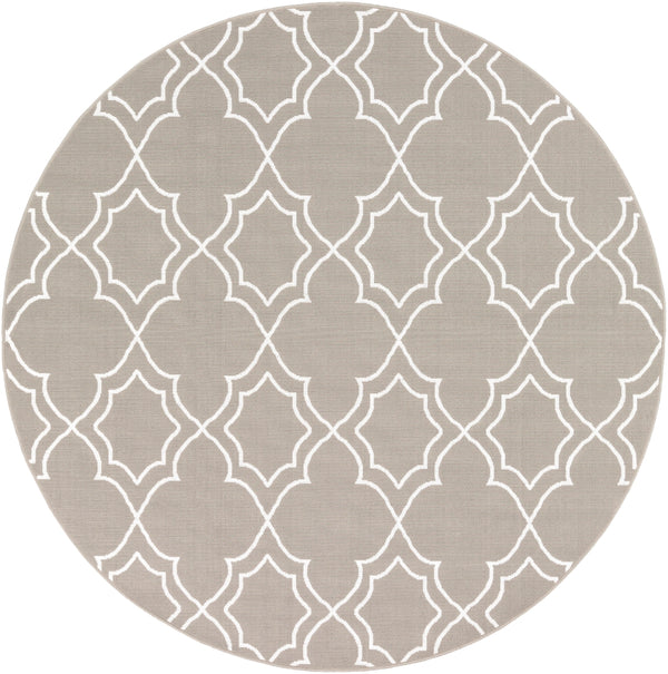 Alfresco ALF-9651 Cottage Olefin Rug ALF9651-89RD Taupe, White 100% Olefin 8'10" Round
