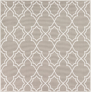Alfresco ALF-9651 Cottage Olefin Rug ALF9651-89SQ Taupe, White 100% Olefin 8'10" Square