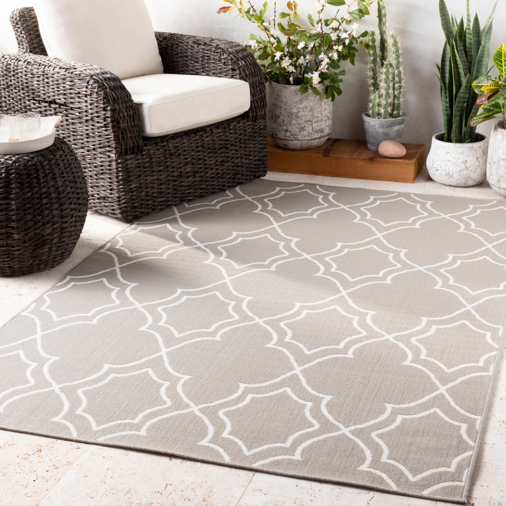 Alfresco ALF-9651 Cottage Olefin Rug ALF9651-2379 Taupe, White 100% Olefin 2'5" x 7'10"