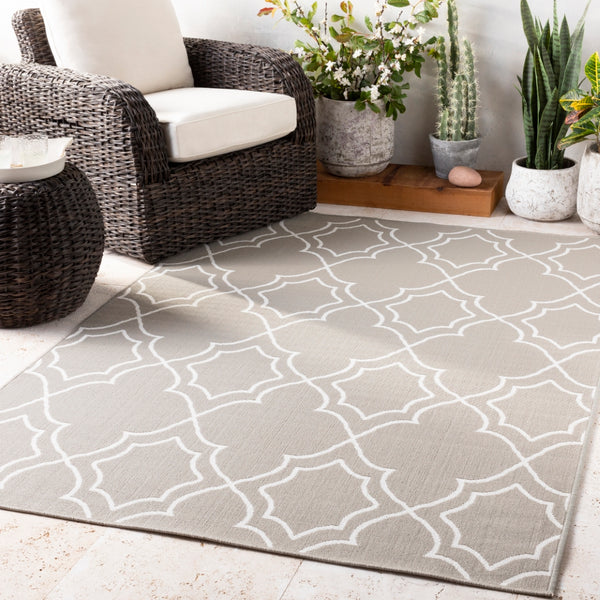Alfresco ALF-9651 Cottage Olefin Rug ALF9651-89SQ Taupe, White 100% Olefin 8'10" Square