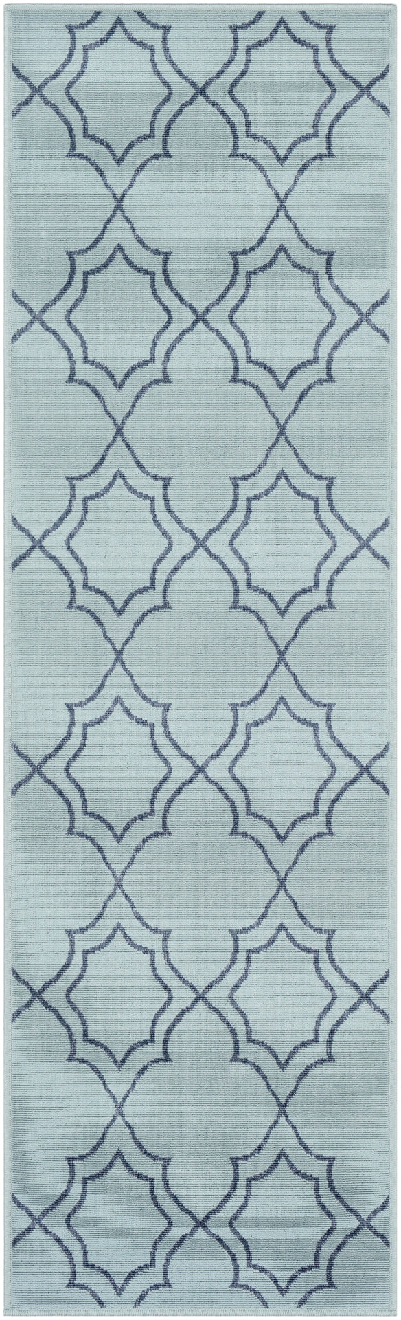 Alfresco ALF-9652 Cottage Olefin Rug ALF9652-2379 Aqua, Charcoal 100% Olefin 2'5" x 7'10"