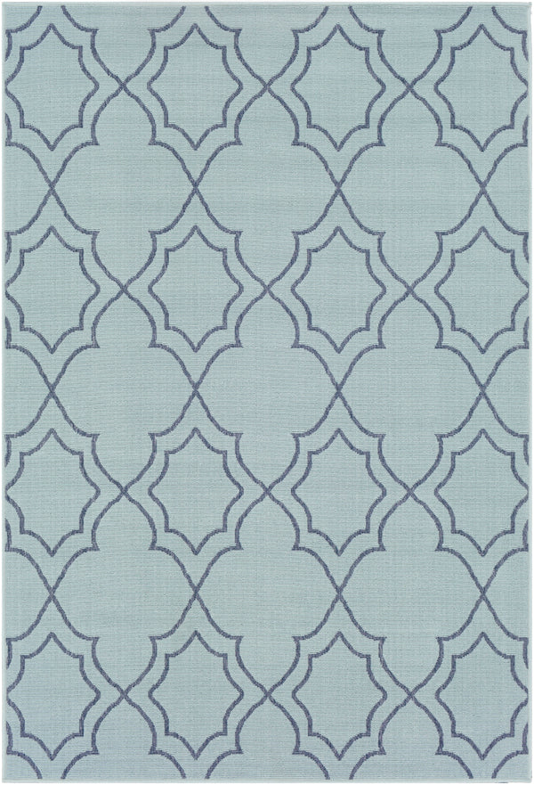 Alfresco ALF-9652 Cottage Olefin Rug ALF9652-89129 Aqua, Charcoal 100% Olefin 8'10" x 12'10"