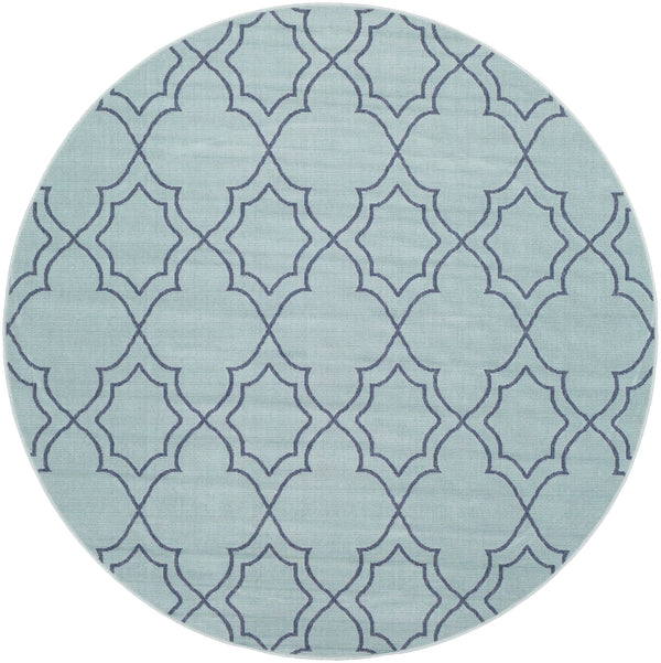 Alfresco ALF-9652 Cottage Olefin Rug ALF9652-89RD Aqua, Charcoal 100% Olefin 8'10" Round