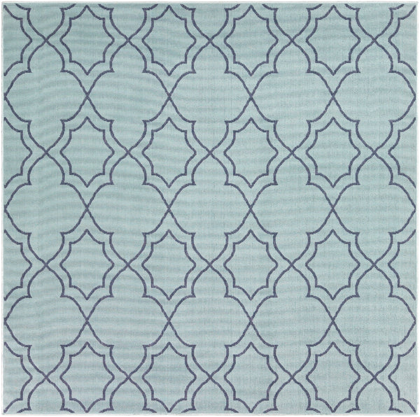 Alfresco ALF-9652 Cottage Olefin Rug ALF9652-89SQ Aqua, Charcoal 100% Olefin 8'10" Square