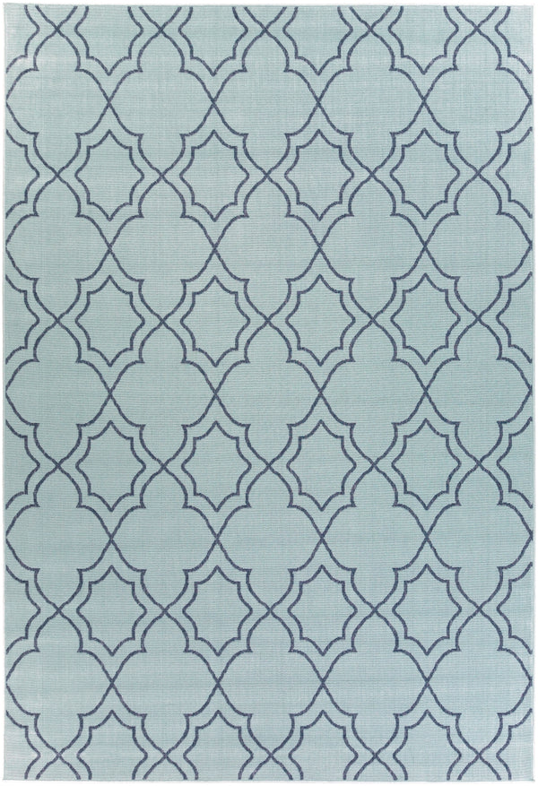 Alfresco ALF-9652 Cottage Olefin Rug ALF9652-76109 Aqua, Charcoal 100% Olefin 7'3" x 10'6"