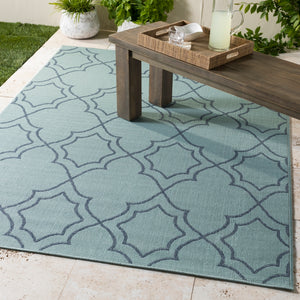 Alfresco ALF-9652 Cottage Olefin Rug ALF9652-89SQ Aqua, Charcoal 100% Olefin 8'10" Square