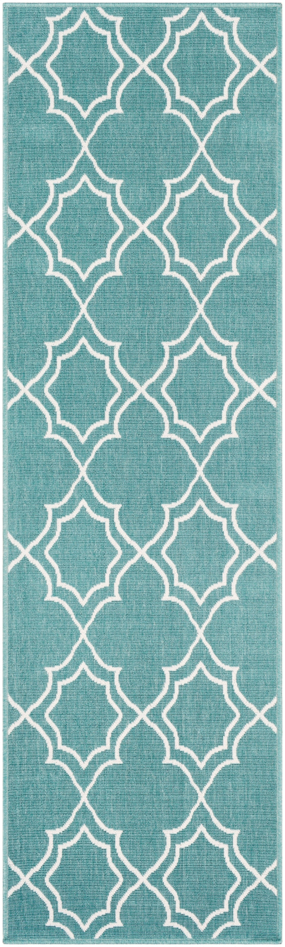 Alfresco ALF-9653 Cottage Olefin Rug ALF9653-2379 Teal, White 100% Olefin 2'5" x 7'10"